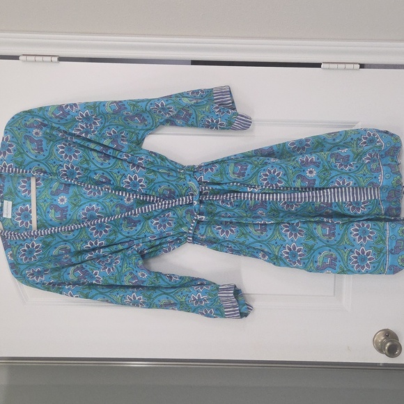 🪻Beautiful 100% Cotton Robe In Blue, Green, Purple, Floral And Elephant Pattern - Picture 2 of 14